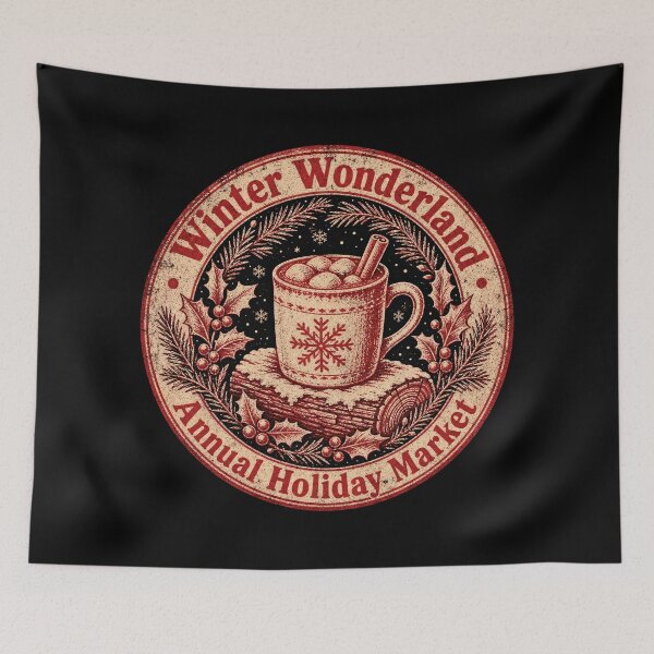 Item preview, Vintage Winter Wonderland Hot Cocoa Market Badge designed and sold by NSB-Design.