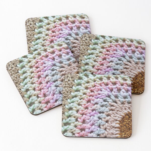 Item preview, Rainbow crochet edged in gold designed and sold by LyLauDesign.