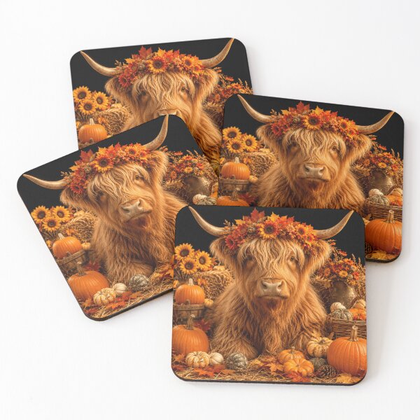 Item preview, Thanksgiving Highland Cow Autumn Harvest designed and sold by ASWIN STUDIO.