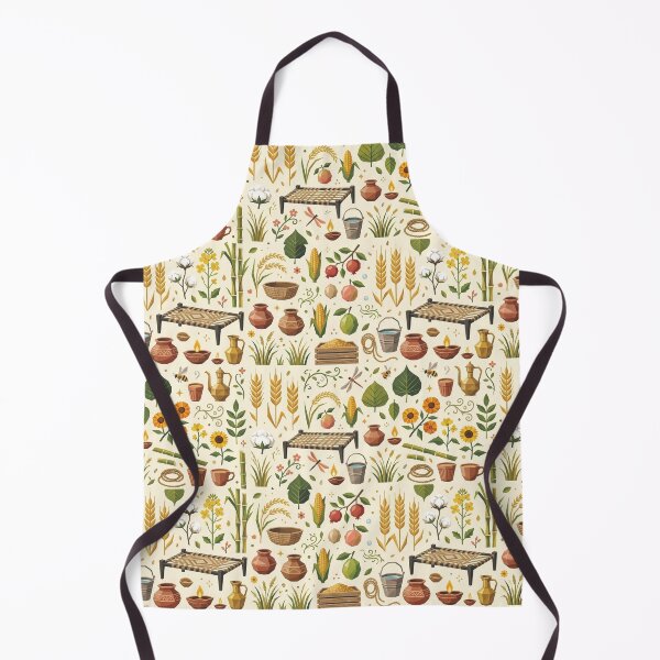 Item preview, Rural Countryside Folk Botanical Print – Mustard Yellow & Terracotta designed and sold by OpenDreamArts.