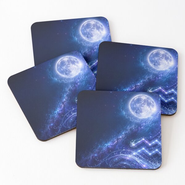 Item preview, Glowing Aquarius Full Moon and Cosmic Water Background designed and sold by WangAew.