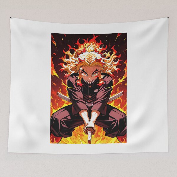 Item preview, Art - Iconic Demon Slayer Character, Fiery Hero with an Intense Gaze designed and sold by AnimeShin.