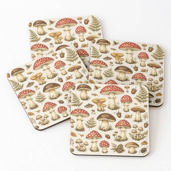 Item preview, Vintage Forest Mushrooms Botanical Seamless Pattern | Cottagecore Woodland Fungi Illustration designed and sold by AvalonTshirts.