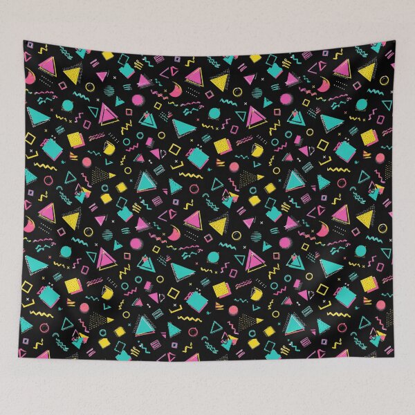 Item preview, Retro Memphis Pattern – Neon Geometric Shapes on Black | 80s & 90s Aesthetic designed and sold by nouhaZN.