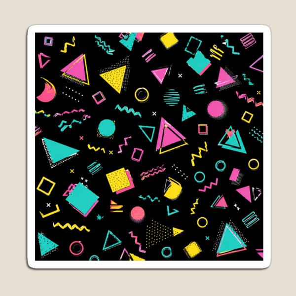 Item preview, Retro Memphis Pattern – Neon Geometric Shapes on Black | 80s & 90s Aesthetic designed and sold by nouhaZN.