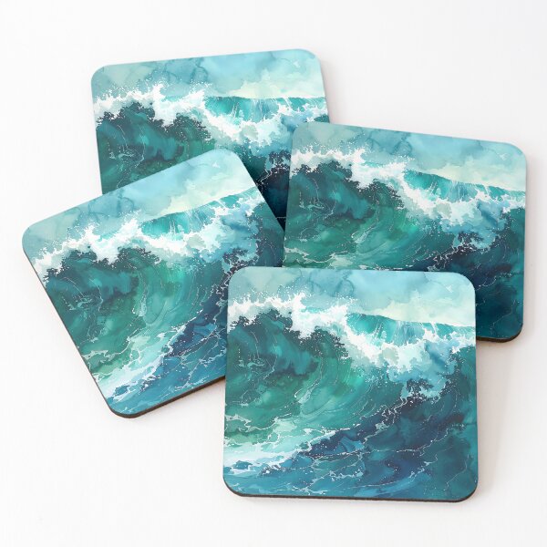 Item preview, Dynamic Emerald Sea Foam Ocean Waves designed and sold by BetweenForms.