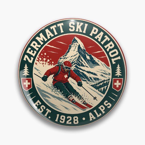 Item preview, Vintage Zermatt Ski Patrol Matterhorn Alps Badge designed and sold by Imaginationbeyond.