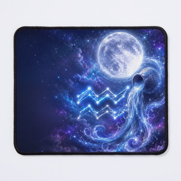 Item preview, Glowing Aquarius Full Moon and Cosmic Water Background designed and sold by WangAew.
