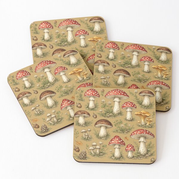 Item preview, Vintage Forest Mushrooms Botanical Seamless Pattern | Cottagecore Woodland Fungi Illustration designed and sold by AvalonTshirts.
