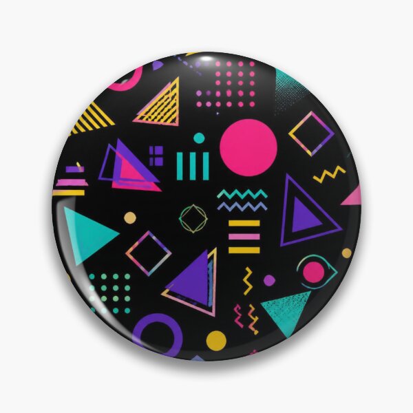 Item preview, Retro Memphis Neon Pattern | 80s Geometric Shapes on Black designed and sold by My Gluten Free Life UK.