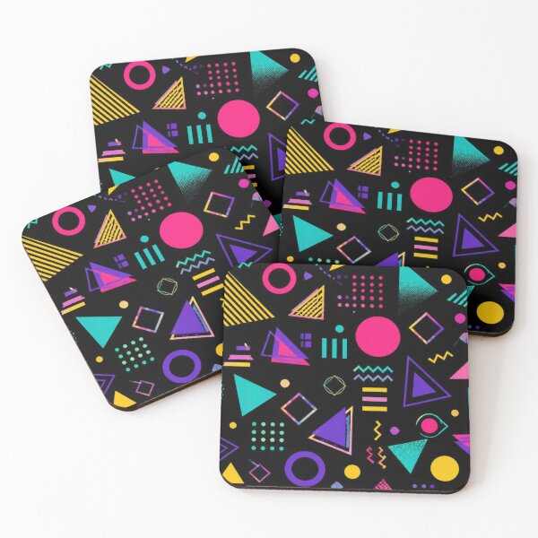 Item preview, Retro Memphis Neon Pattern | 80s Geometric Shapes on Black designed and sold by My Gluten Free Life UK.