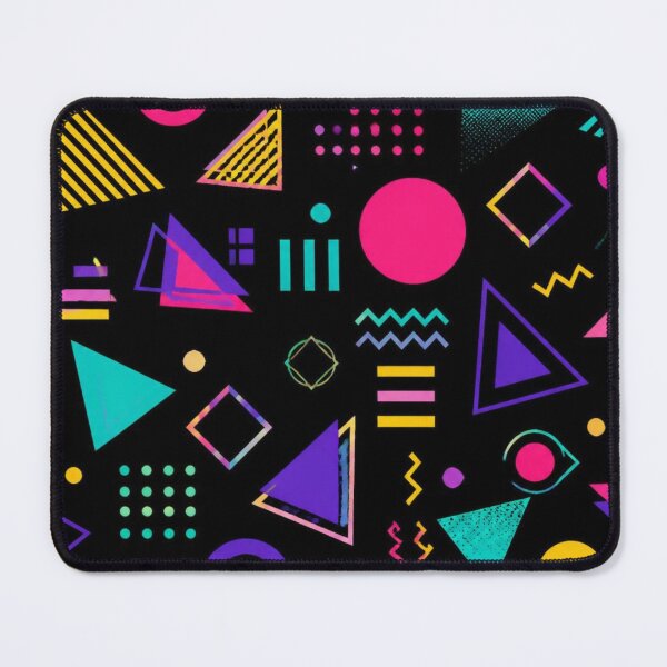 Item preview, Retro Memphis Neon Pattern | 80s Geometric Shapes on Black designed and sold by My Gluten Free Life UK.