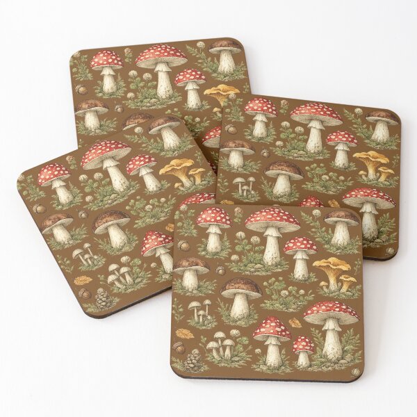 Item preview, Vintage Forest Mushrooms Botanical Seamless Pattern | Cottagecore Woodland Fungi Illustration designed and sold by AvalonTshirts.