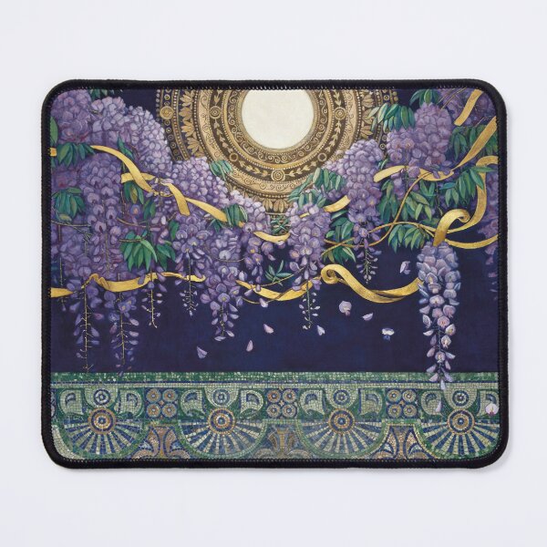 Item preview, Moonlit Wisteria Sanctuary Wall Art | Gustav Klimt Inspired Moon Garden | Symbolist Gold Botanical Decor designed and sold by Tamas Das.