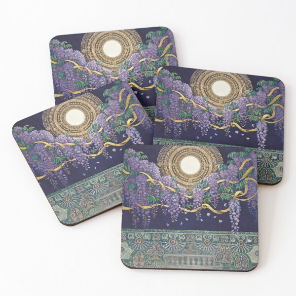 Item preview, Moonlit Wisteria Sanctuary Wall Art | Gustav Klimt Inspired Moon Garden | Symbolist Gold Botanical Decor designed and sold by Tamas Das.