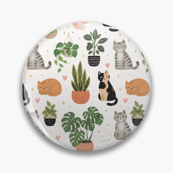 Item preview, Houseplants and Cats Pattern | Cute Plant Lover Cat Design designed and sold by My Gluten Free Life UK.