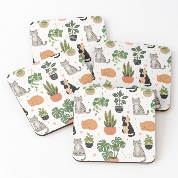 Item preview, Houseplants and Cats Pattern | Cute Plant Lover Cat Design designed and sold by My Gluten Free Life UK.