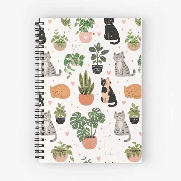 Item preview, Houseplants and Cats Pattern | Cute Plant Lover Cat Design designed and sold by My Gluten Free Life UK.