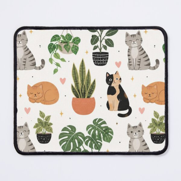 Item preview, Houseplants and Cats Pattern | Cute Plant Lover Cat Design designed and sold by My Gluten Free Life UK.