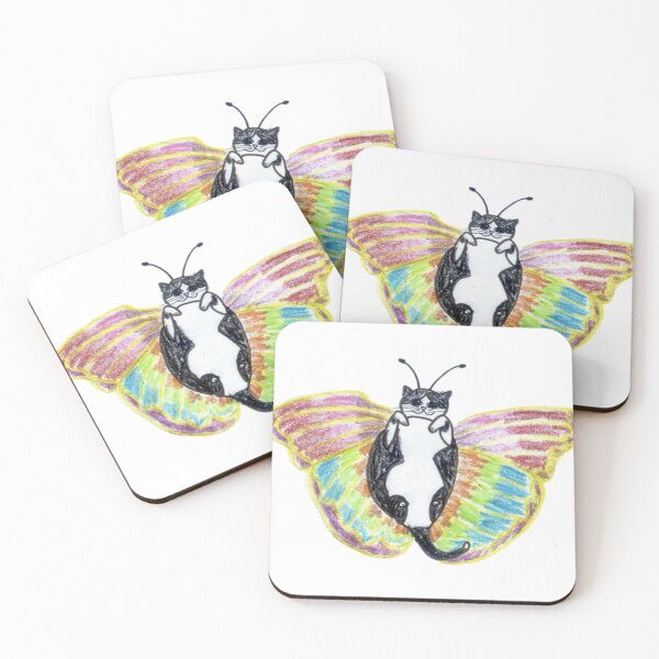 Item preview, Whimsical Tuxedo Cat Butterfly with Rainbow Wings designed and sold by MagicYanaCuteww.