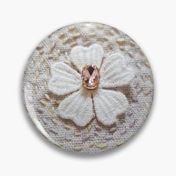 Item preview, Embroidered spiral with gem flower centre designed and sold by LyLauDesign.