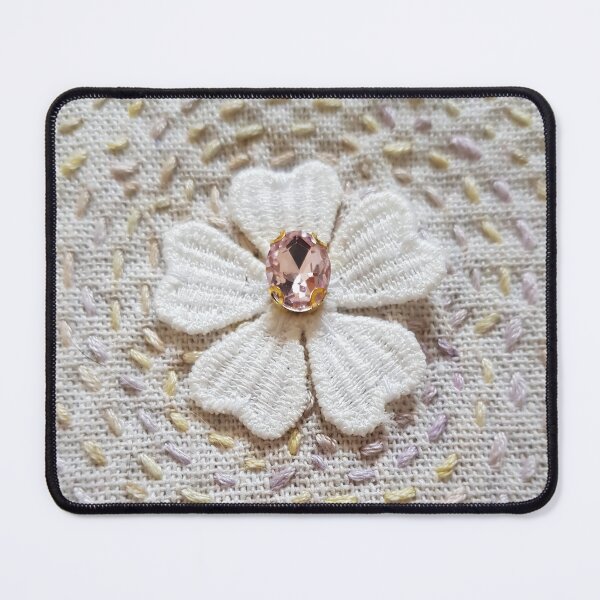 Item preview, Embroidered spiral with gem flower centre designed and sold by LyLauDesign.