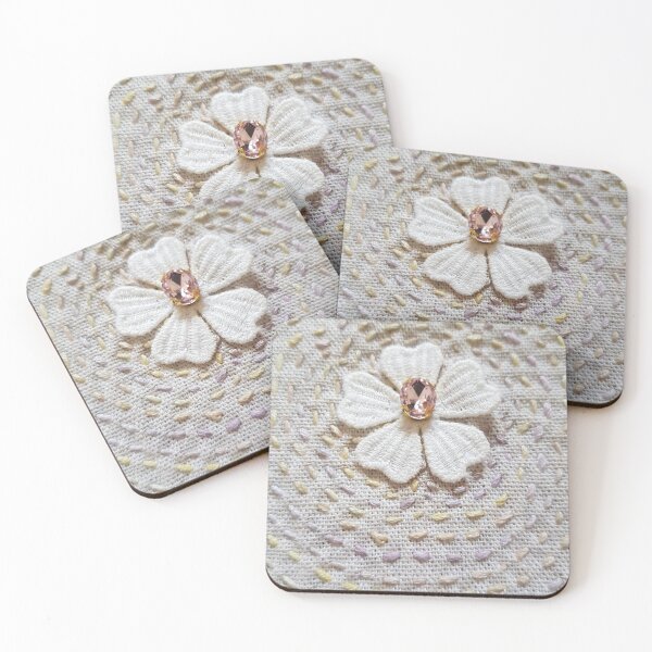 Item preview, Embroidered spiral with gem flower centre designed and sold by LyLauDesign.