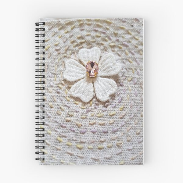 Item preview, Embroidered spiral with gem flower centre designed and sold by LyLauDesign.