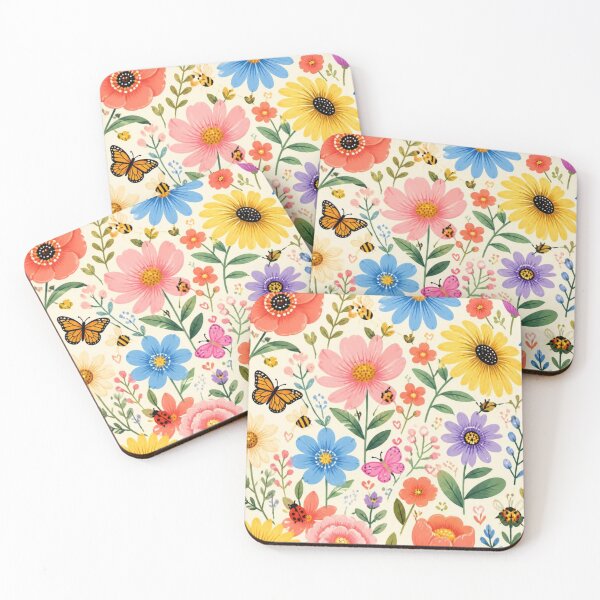 Item preview, Colourful Wildflower Garden Pattern | Spring Flowers, Butterflies & Bees designed and sold by My Gluten Free Life UK.