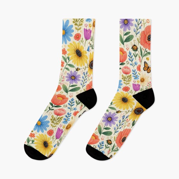 Item preview, Colourful Wildflower Garden Pattern | Spring Flowers, Butterflies & Bees designed and sold by My Gluten Free Life UK.