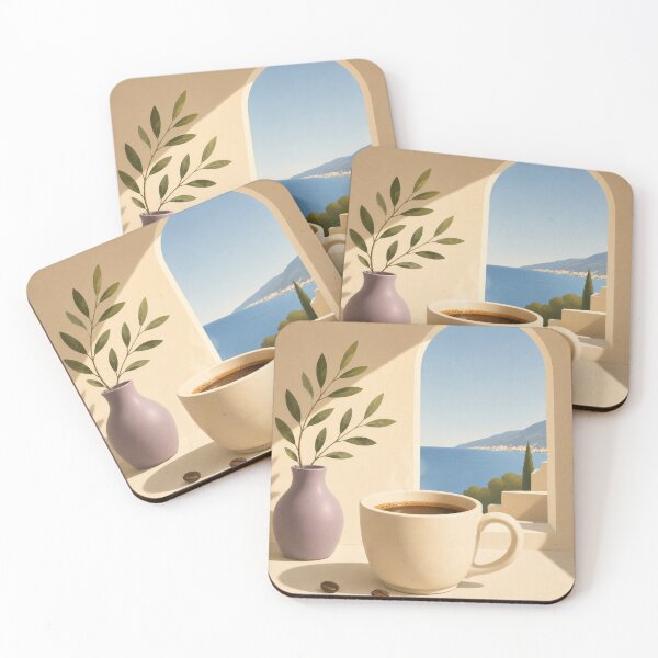 Item preview, Mediterranean Morning Coffee | Cozy Minimalist Coffee Art designed and sold by joycrysstudio.