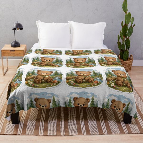 Item preview, Cute Woodland Bear with Nature – Kawaii Forest designed and sold by nouhaZN.