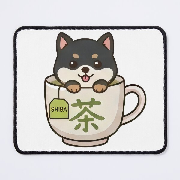 Item preview, Black Shibainu & Green Tea designed and sold by Black Cat Matters.