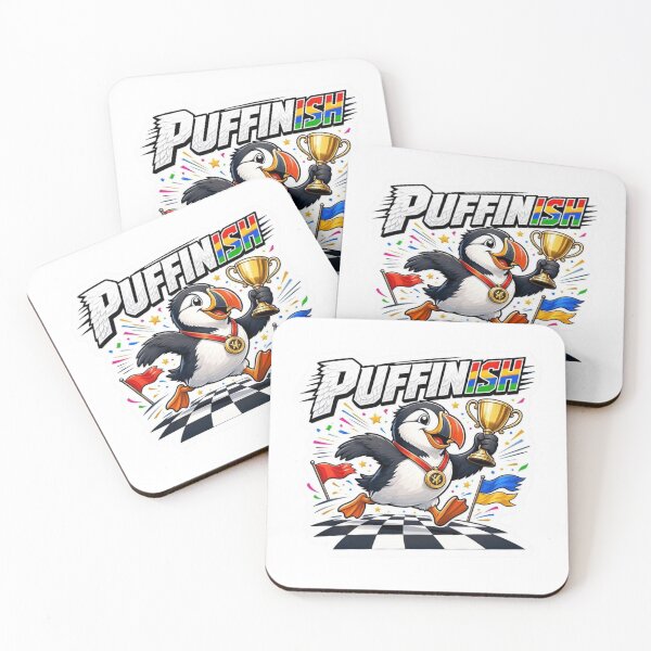 Item preview, PUFFINish Racing Puffin Wordplay Sticker designed and sold by Imaginarium of Chaos falcon88 .