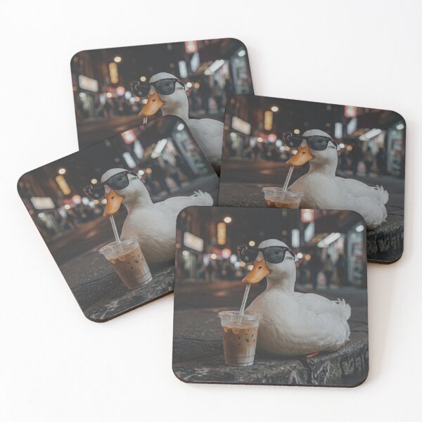 Item preview, Cool Duck Drinking Iced Coffee Funny Bird Street designed and sold by raedattia.