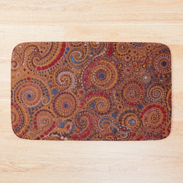 Item preview, Terracotta Crimson Sapphire Spiral Mosaic Pointillism Art designed and sold by GrinGalore.