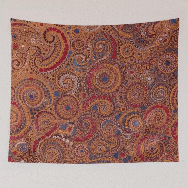 Item preview, Terracotta Crimson Sapphire Spiral Mosaic Pointillism Art designed and sold by GrinGalore.