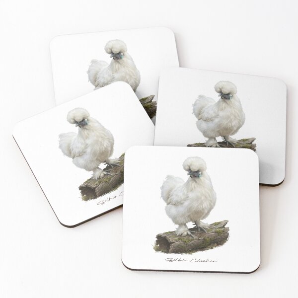 Item preview, Silkie Chicken on Wooden Log Bird Illustration designed and sold by Takeda-art.