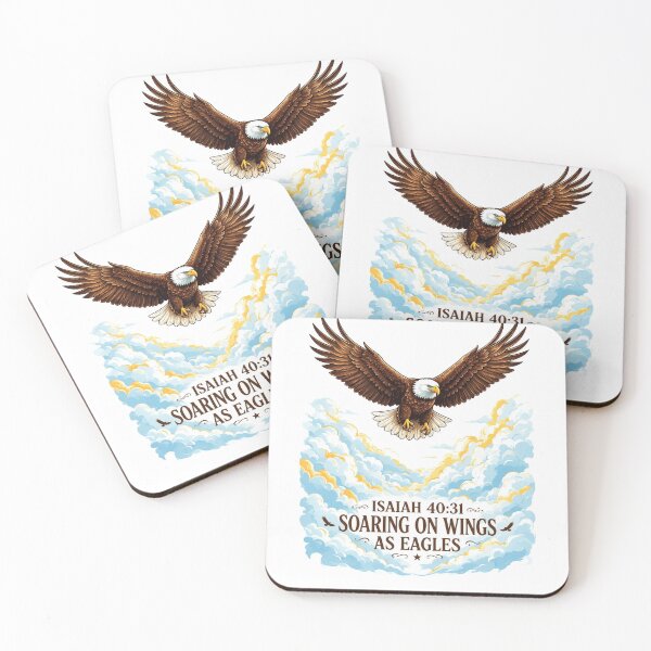 Item preview, Eagle soaring above clouds with Scripture-inspired by Isaiah 40:31 designed and sold by DVerse Studio.