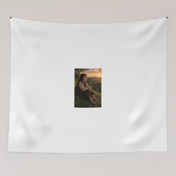Item preview, Serene woman in rustic attire at sunset designed and sold by CathryneDelamort.