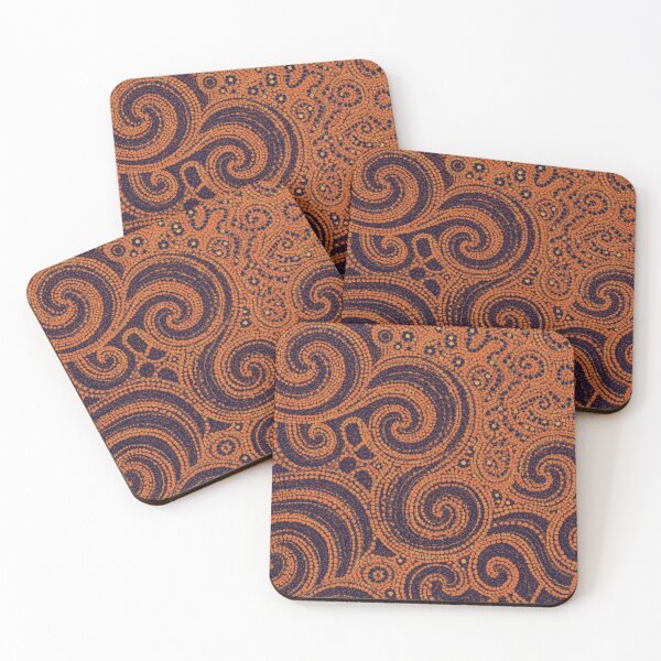 Item preview, Terracotta Amber Indigo Swirl Pointillism Aboriginal Dot Art designed and sold by GrinGalore.