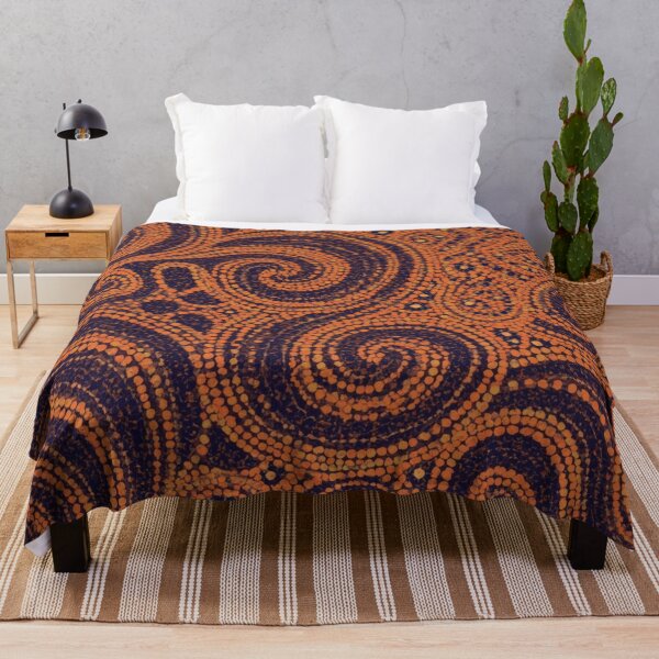 Item preview, Terracotta Amber Indigo Swirl Pointillism Aboriginal Dot Art designed and sold by GrinGalore.