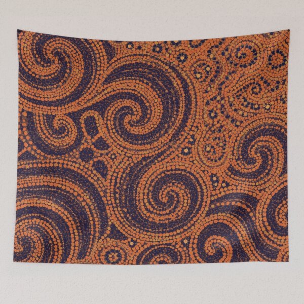 Item preview, Terracotta Amber Indigo Swirl Pointillism Aboriginal Dot Art designed and sold by GrinGalore.