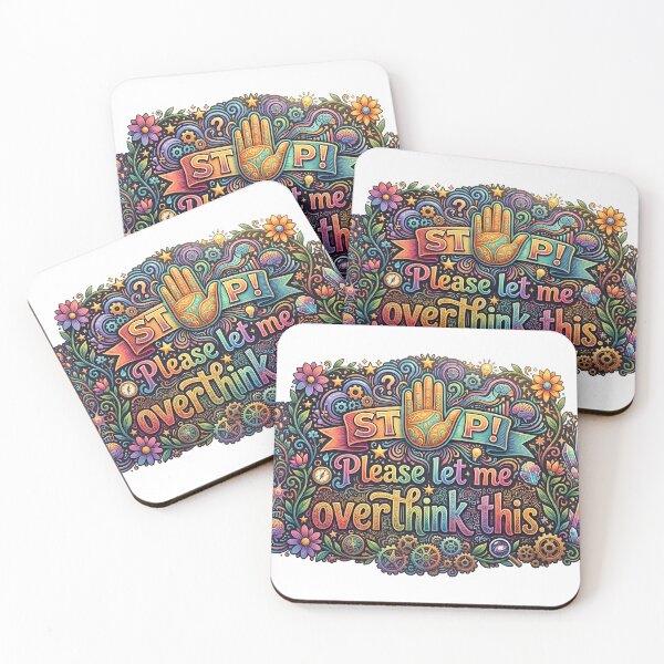 Item preview, Colorful Overthinking Sticker Decal | Stop Please Let Me Overthink This | Psychedelic Maximalist Vinyl Sticker | Introvert Quote Decal designed and sold by SergioMiklos.