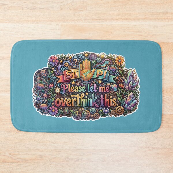 Item preview, Colorful Overthinking Sticker Decal | Stop Please Let Me Overthink This | Psychedelic Maximalist Vinyl Sticker | Introvert Quote Decal designed and sold by SergioMiklos.