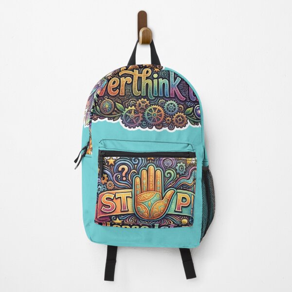 Item preview, Colorful Overthinking Sticker Decal | Stop Please Let Me Overthink This | Psychedelic Maximalist Vinyl Sticker | Introvert Quote Decal designed and sold by SergioMiklos.