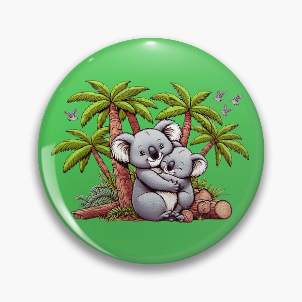 Item preview, Koala mother with baby under palm trees - birds in the sky designed and sold by Segasprojects.