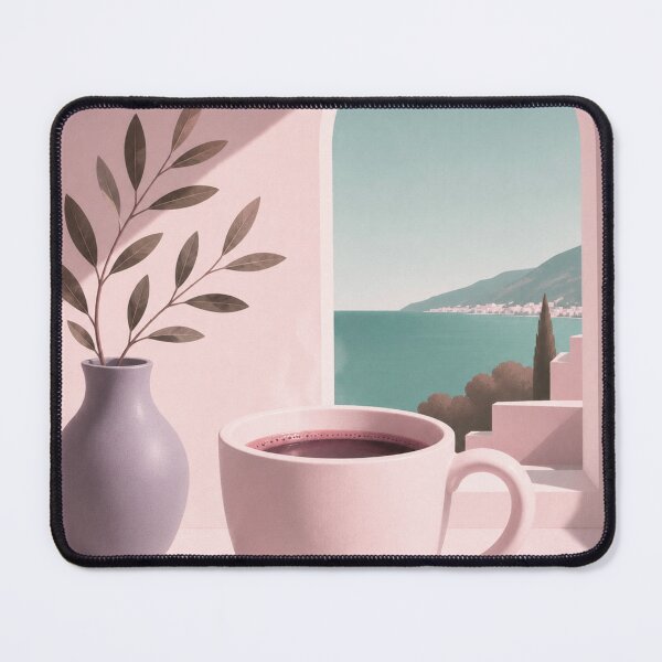 Item preview, Blush Morning Coffee | Mediterranean Coastal Coffee Art designed and sold by joycrysstudio.