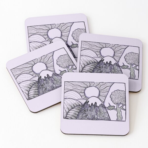 Item preview, Sketch Sunny Hillsides Black Blue Markers Lavender designed and sold by BOKEbyTC.