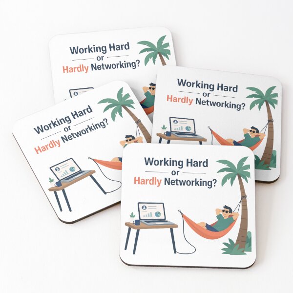 Item preview, Working Hard or Hardly Networking? Funny Remote Work Illustration designed and sold by Cerys-GS.